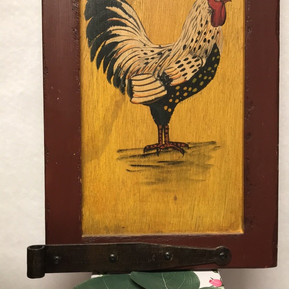 Vintage Chicken Hand painted rooster on wood shabby chic French country Home - Picture 4 of 9
